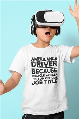 Ambulans şoförü Beyaz Unisex Çocuk Tişört