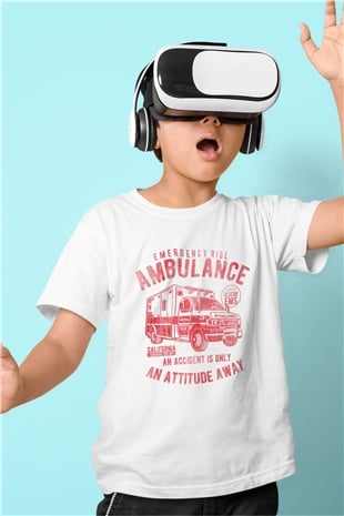 Ambulans şoförü Beyaz Unisex Çocuk Tişört