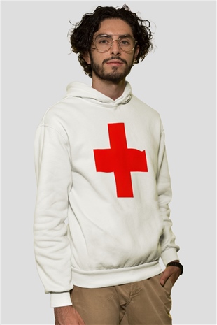 Ambulans şoförü Beyaz Unisex Hoodie