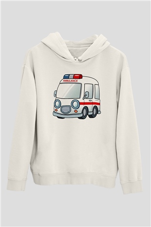 Ambulans şoförü Beyaz Unisex Hoodie
