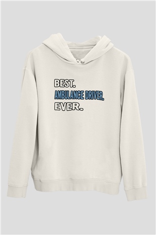 Ambulans şoförü Beyaz Unisex Kapüşonlu Sweatshirt