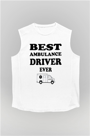 Ambulans şoförü Beyaz Unisex Kolsuz Tişört