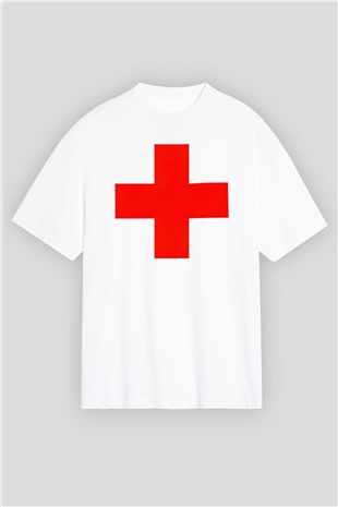 Ambulans şoförü Beyaz Unisex Oversize Tişört T-Shirt