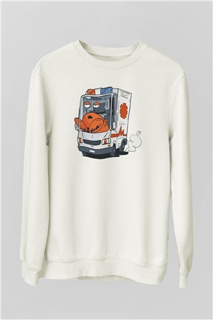 Ambulans şoförü Beyaz Unisex Sweatshirt