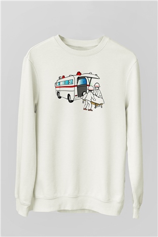 Ambulans şoförü Beyaz Unisex Sweatshirt