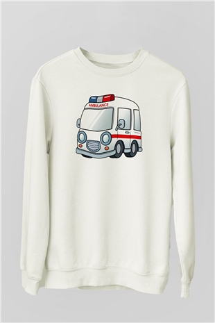 Ambulans şoförü Beyaz Unisex Sweatshirt