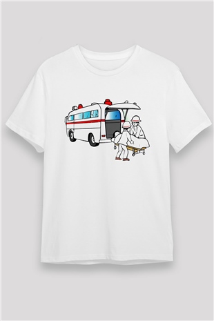 Ambulans şoförü Beyaz Unisex Tişört T-Shirt - TişörtFabrikası