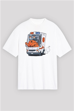 Ambulans şoförü Beyaz Oversize Tişört Oversize T-shirt - TişörtFabrikası