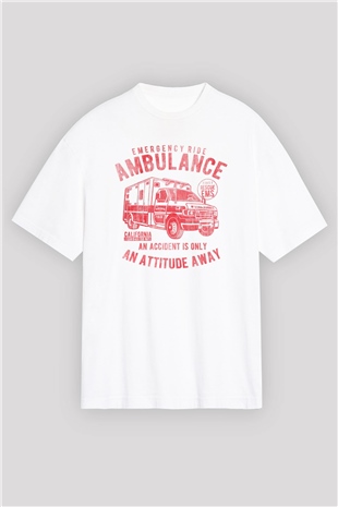 Ambulans şoförü Beyaz Oversize Tişört Oversize T-shirt - TişörtFabrikası