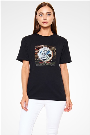 American Authors Baskılı Unisex Siyah Tişört