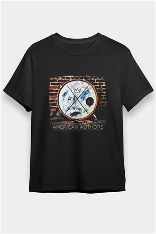 American Authors Baskılı Unisex Siyah Tişört