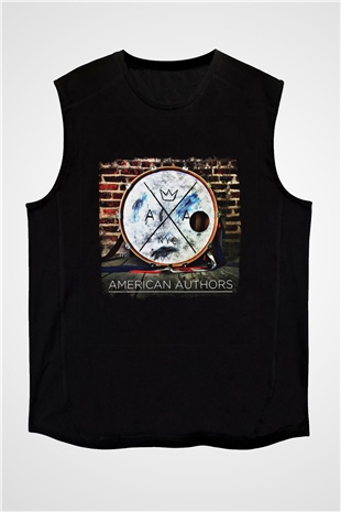 American Authors Baskılı Unisex Siyah Kolsuz Tişört