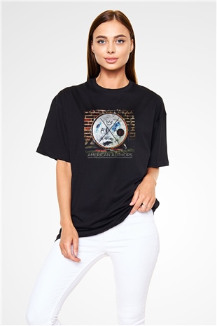 American Authors Baskılı Unisex Siyah Oversize Tişört