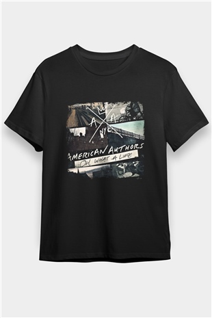 American Authors Baskılı Unisex Siyah Tişört