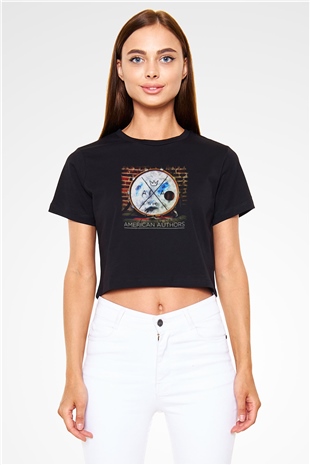 American Authors Siyah  Crop Top Tişört