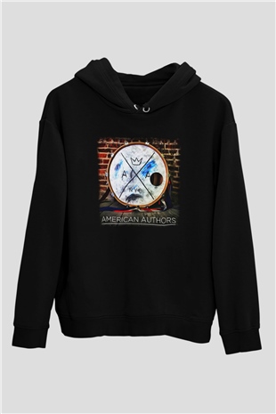 American Authors Siyah Unisex Kapüşonlu Sweatshirt