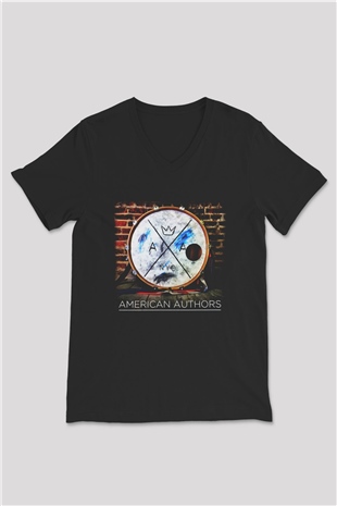 American Authors Siyah Unisex V Yaka Tişört