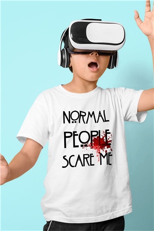 American Horror Story Baskılı Beyaz Unisex Çocuk Tişört