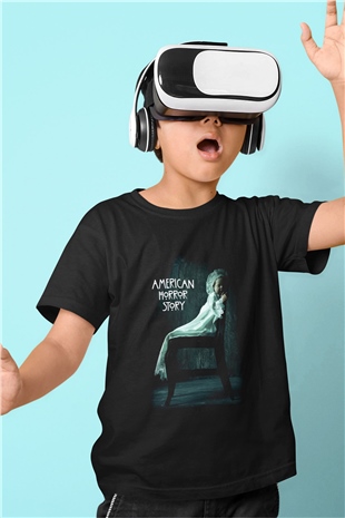 American Horror Story Baskılı Siyah Unisex Çocuk Tişört
