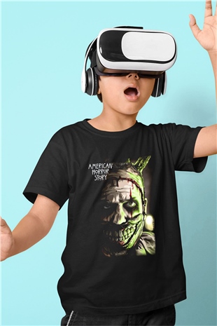 American Horror Story Baskılı Siyah Unisex Çocuk Tişört