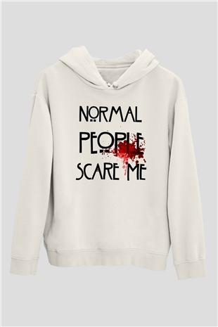 American Horror Story Beyaz Unisex Kapşonlu Sweatshirt