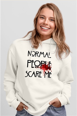 American Horror Story Beyaz Unisex Kapşonlu Sweatshirt