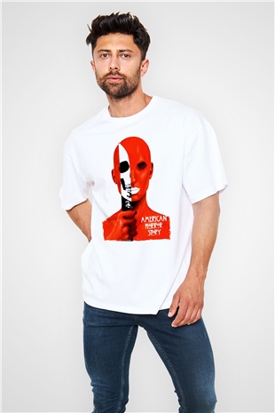 American Horror Story Beyaz Oversize Tişört Oversize T-shirt