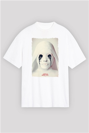 American Horror Story Beyaz Oversize Tişört Oversize T-shirt