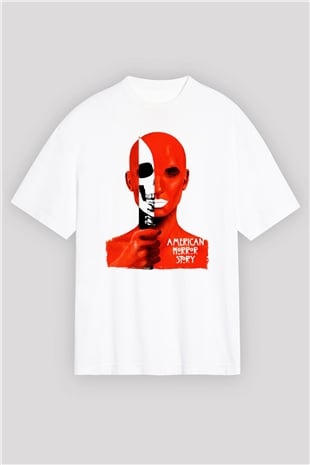 American Horror Story Beyaz Oversize Tişört Oversize T-shirt