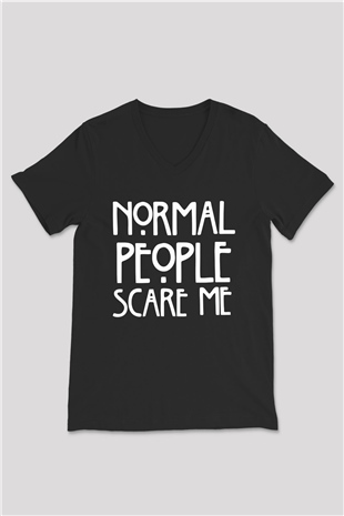 American Horror Story Normal People Scare Me Siyah Unisex V Yaka Tişört T-Shirt