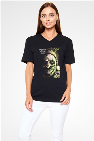 American Horror Story Siyah Unisex V Yaka Tişört T-Shirt