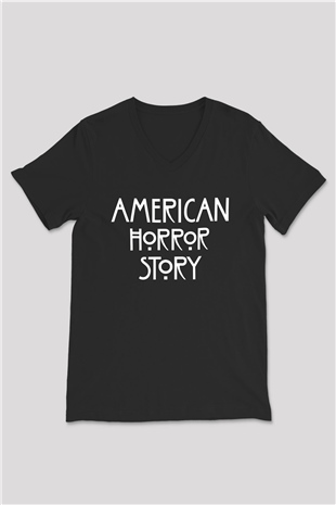 American Horror Story Siyah Unisex V Yaka Tişört T-Shirt