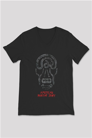 American Horror Story Siyah Unisex V Yaka Tişört