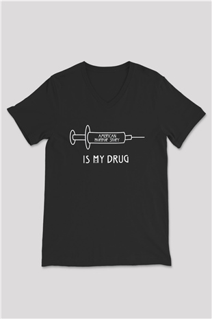 American Horror Story Siyah Unisex V Yaka Tişört T-Shirt