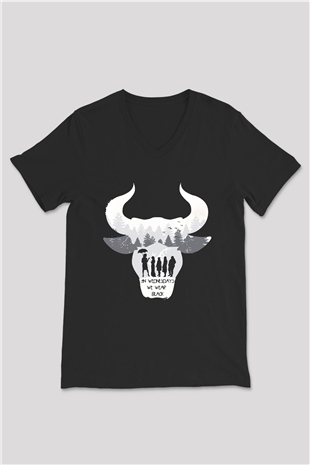 American Horror Story Siyah Unisex V Yaka Tişört T-Shirt