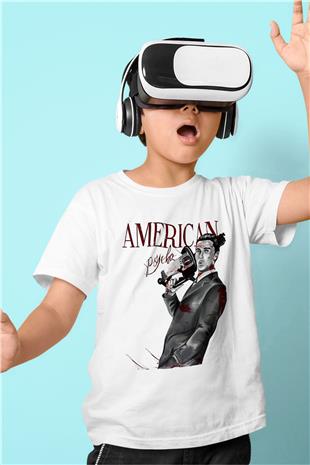 American Psycho Baskılı Beyaz Unisex Beyaz Çocuk Tişört - Tshirt