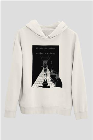 American Psycho Baskılı Beyaz Unisex Hoodie