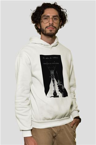 American Psycho Baskılı Beyaz Unisex Hoodie