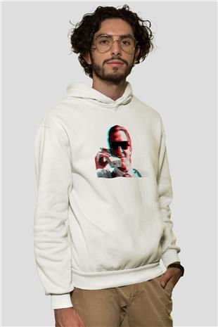 American Psycho Baskılı Beyaz Unisex Hoodie