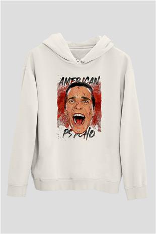 American Psycho Baskılı Beyaz Unisex Hoodie