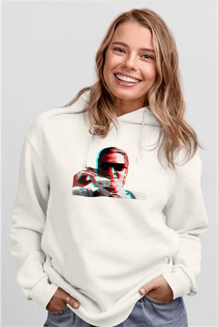 American Psycho Baskılı Beyaz Unisex Hoodie
