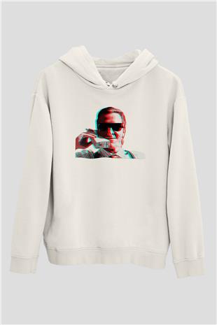American Psycho Baskılı Beyaz Unisex Hoodie