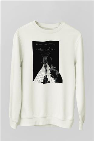 American Psycho Baskılı Beyaz Unisex Sweatshirt