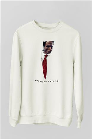 American Psycho Baskılı Beyaz Unisex Sweatshirt