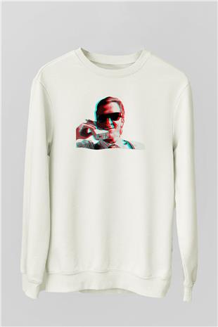 American Psycho Baskılı Beyaz Unisex Sweatshirt