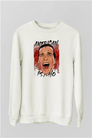 American Psycho Baskılı Beyaz Unisex Sweatshirt
