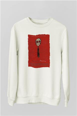 American Psycho Baskılı Beyaz Unisex Sweatshirt
