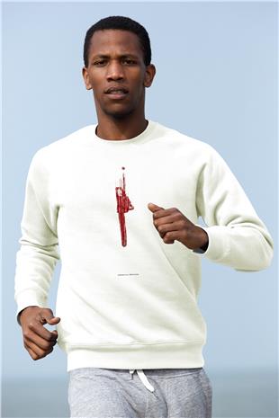 American Psycho Baskılı Beyaz Unisex Sweatshirt