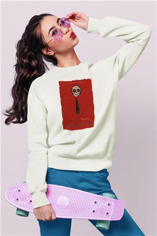 American Psycho Baskılı Beyaz Unisex Sweatshirt