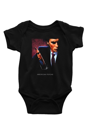 American Psycho Baskılı Unisex Siyah Bebek Body - Zıbın